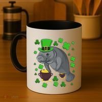 Manatee St Patricks Day Manatees Chubby Mermaid Coffee Mug thumb 4
