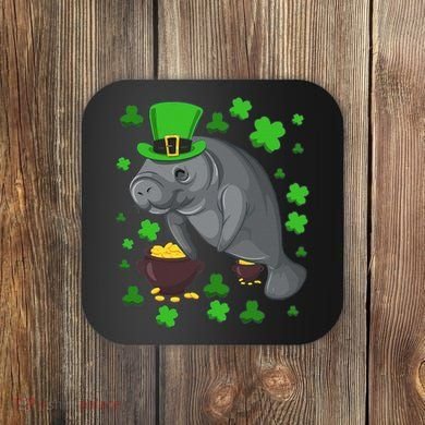 Manatee St Patricks Day Manatees Chubby Mermaid Coaster