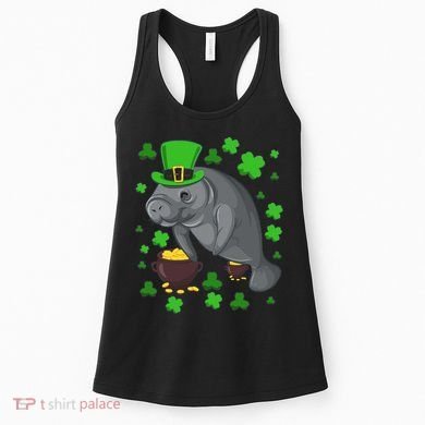 Manatee St Patricks Day Manatees Chubby Mermaid Women's Tank Top