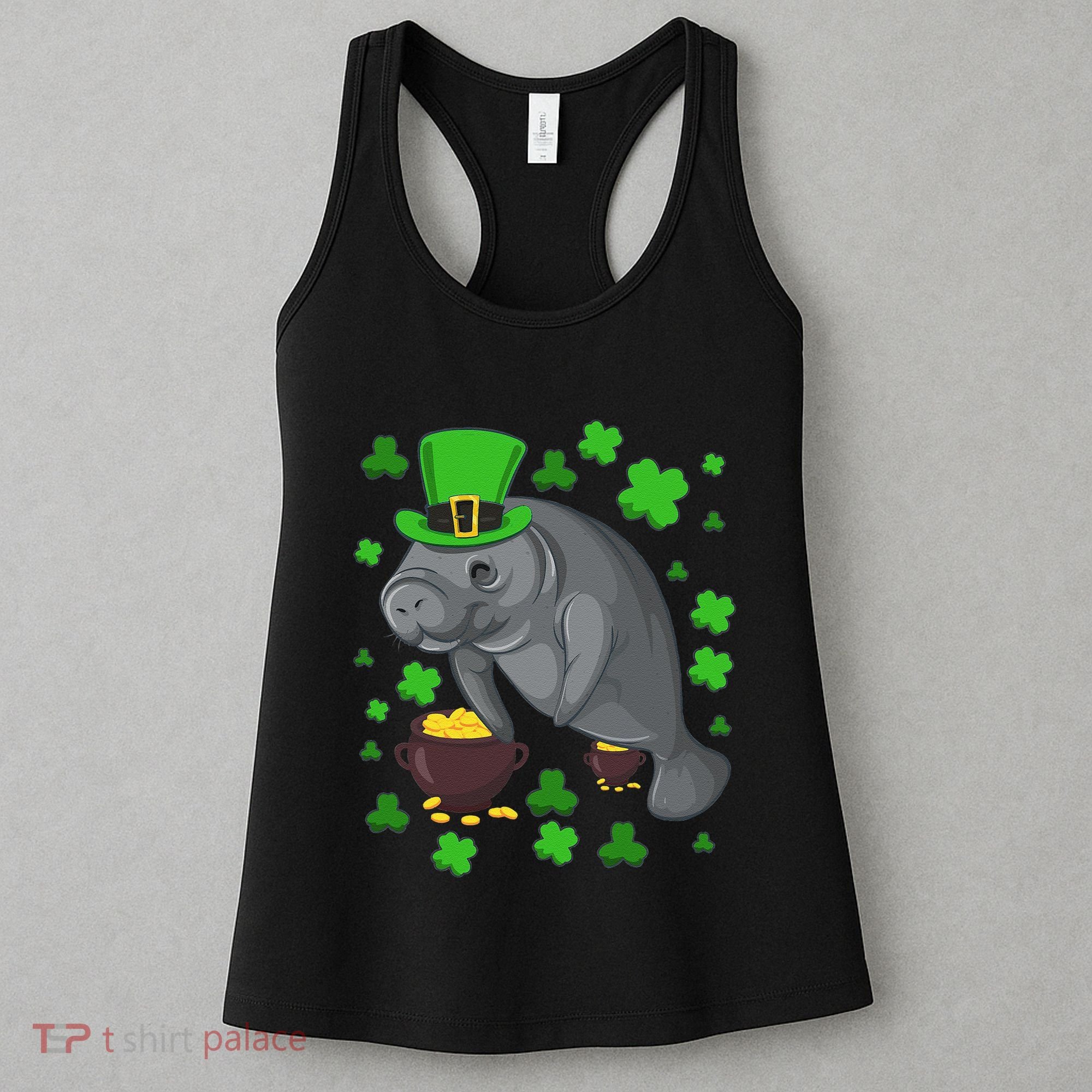 Manatee St Patricks Day Manatees Chubby Mermaid Women's Tank Top