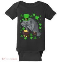 Manatee St Patricks Day Manatees Chubby Mermaid Baby Bodysuit thumb 0
