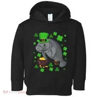 Manatee St Patricks Day Manatees Chubby Mermaid Toddler Hoodie thumb 0