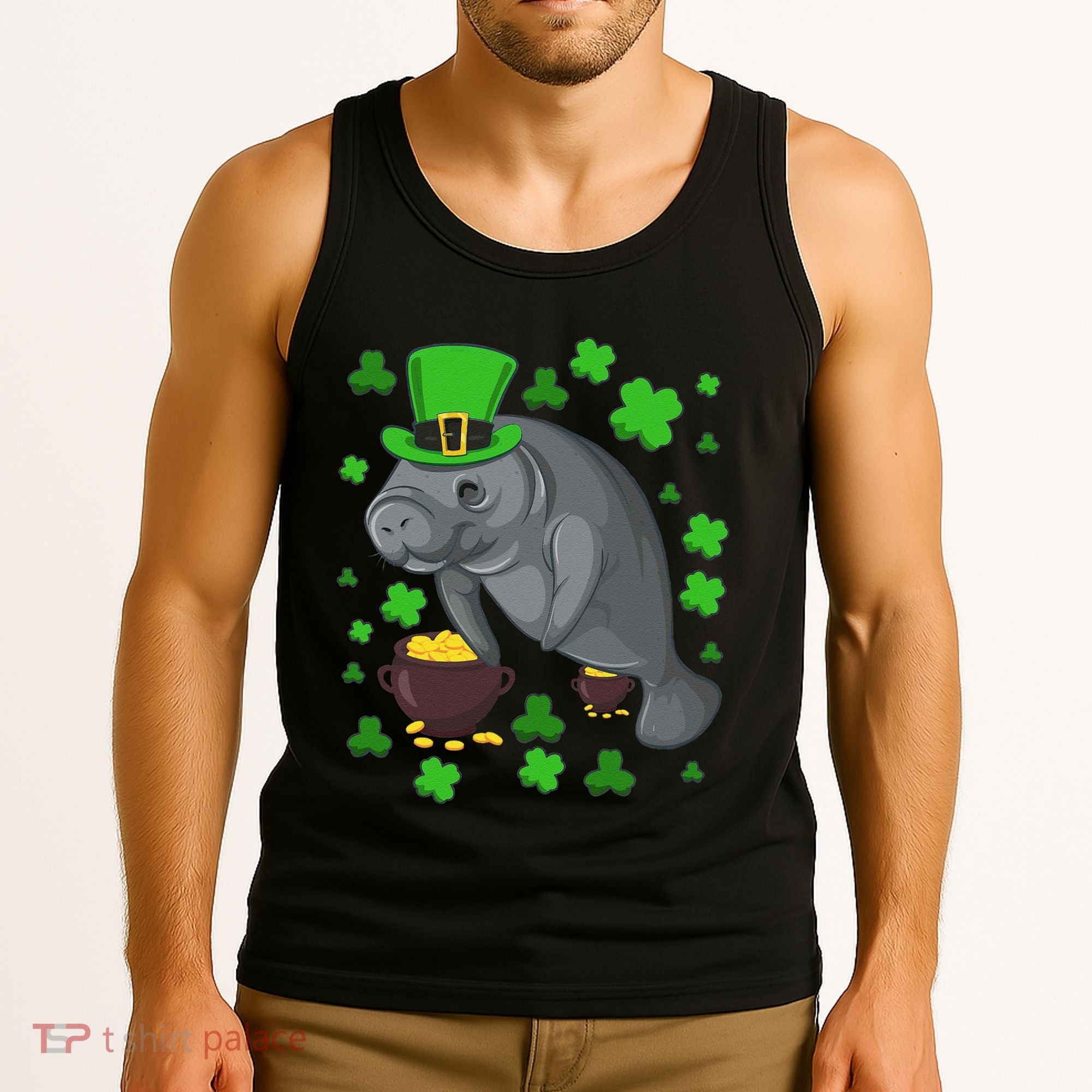 Manatee St Patricks Day Manatees Chubby Mermaid Tank Top