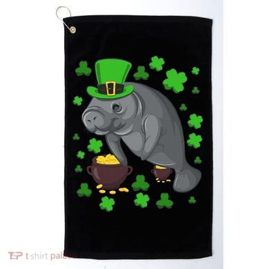 Manatee St Patricks Day Manatees Chubby Mermaid Golf Towel