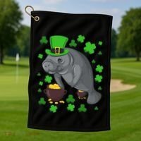 Manatee St Patricks Day Manatees Chubby Mermaid Golf Towel thumb 1