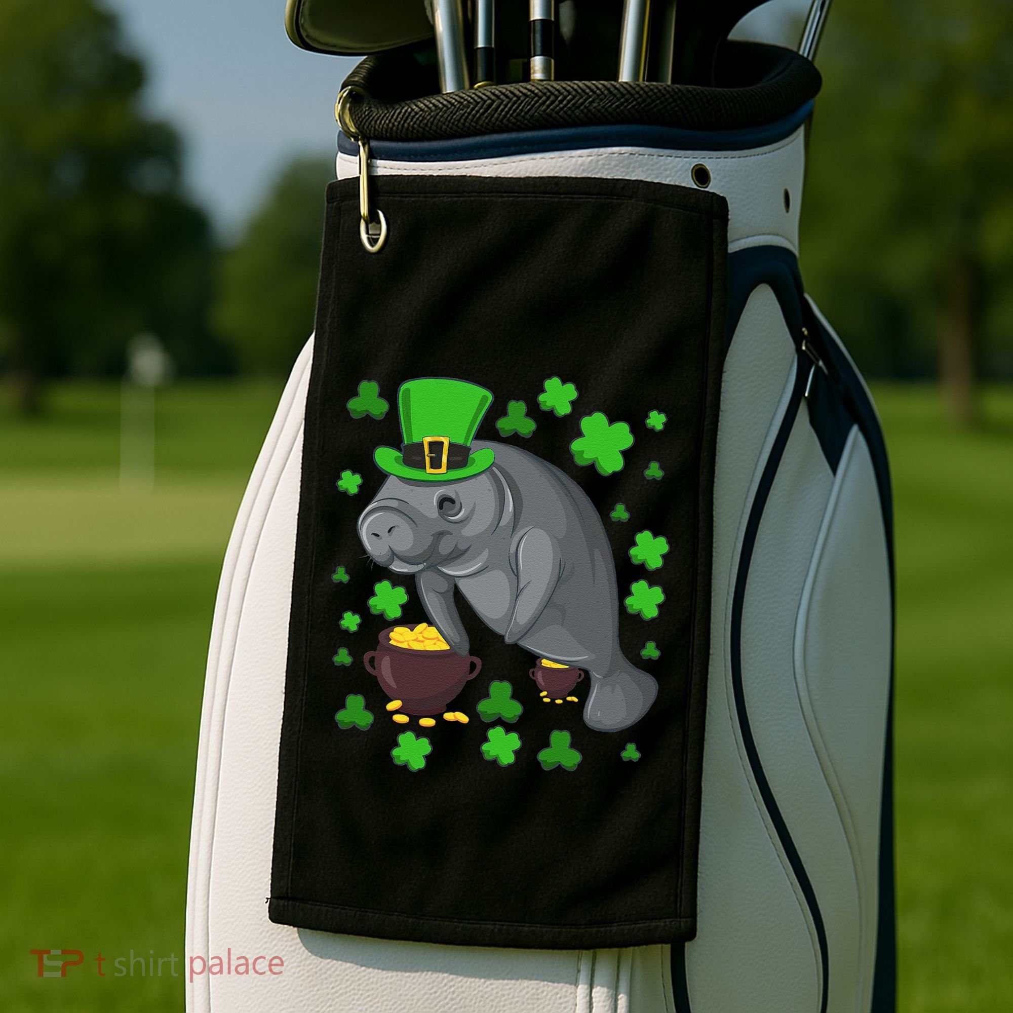 Manatee St Patricks Day Manatees Chubby Mermaid Golf Towel
