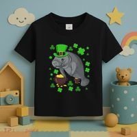 Manatee St Patricks Day Manatees Chubby Mermaid Toddler T-Shirt thumb 3