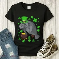 Manatee St Patricks Day Manatees Chubby Mermaid Women's T-Shirt thumb 3