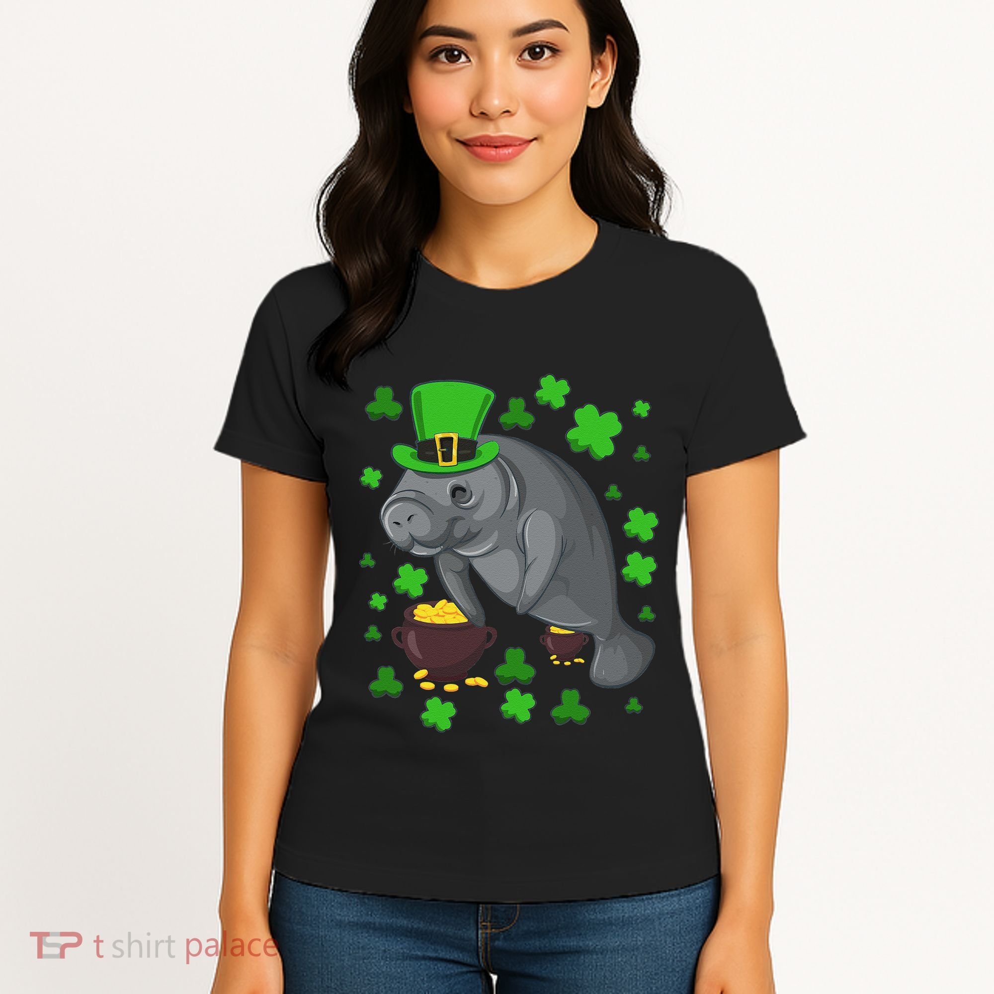 Manatee St Patricks Day Manatees Chubby Mermaid Women's T-Shirt
