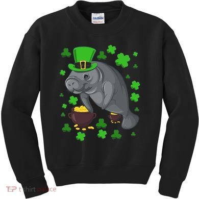 Manatee St Patricks Day Manatees Chubby Mermaid Kids Sweatshirt