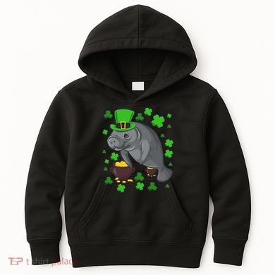 Manatee St Patricks Day Manatees Chubby Mermaid Kids Hoodie