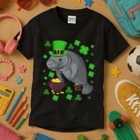Manatee St Patricks Day Manatees Chubby Mermaid Kids T-Shirt thumb 3