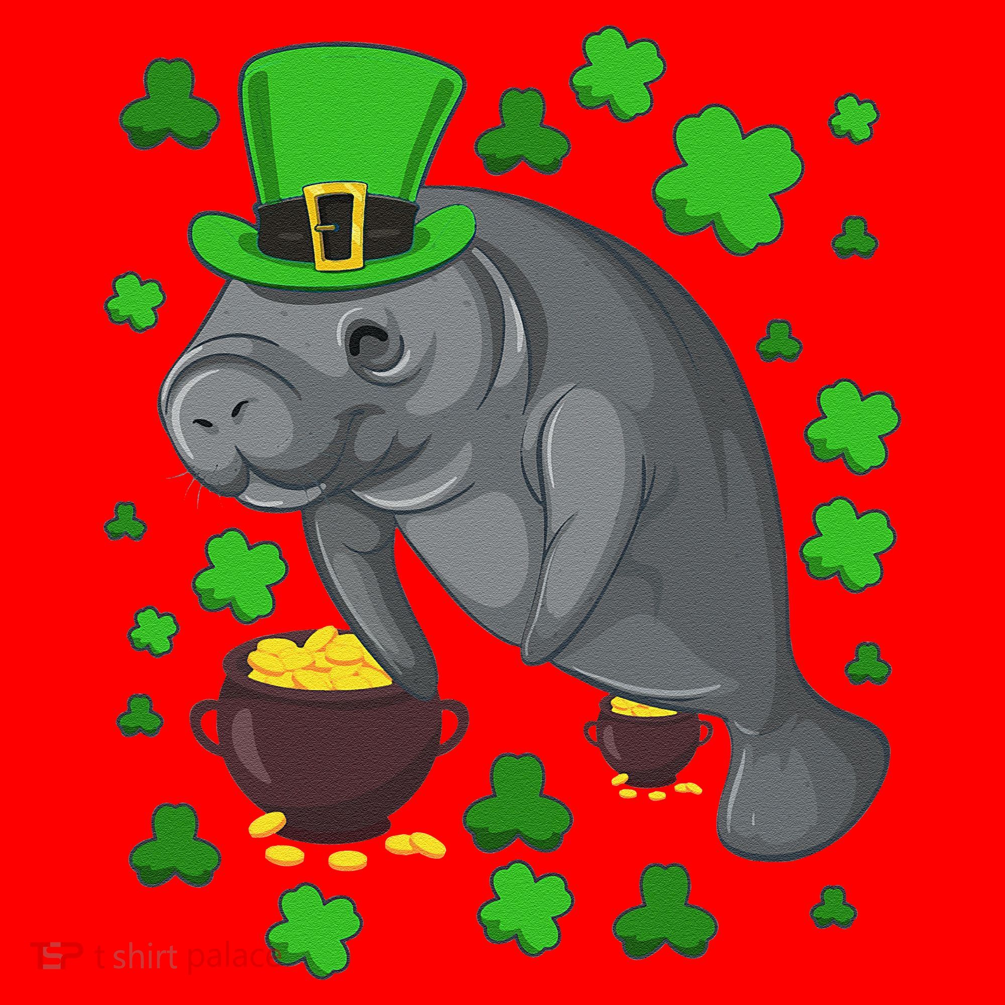 Manatee St Patricks Day Manatees Chubby Mermaid Santa Hat
