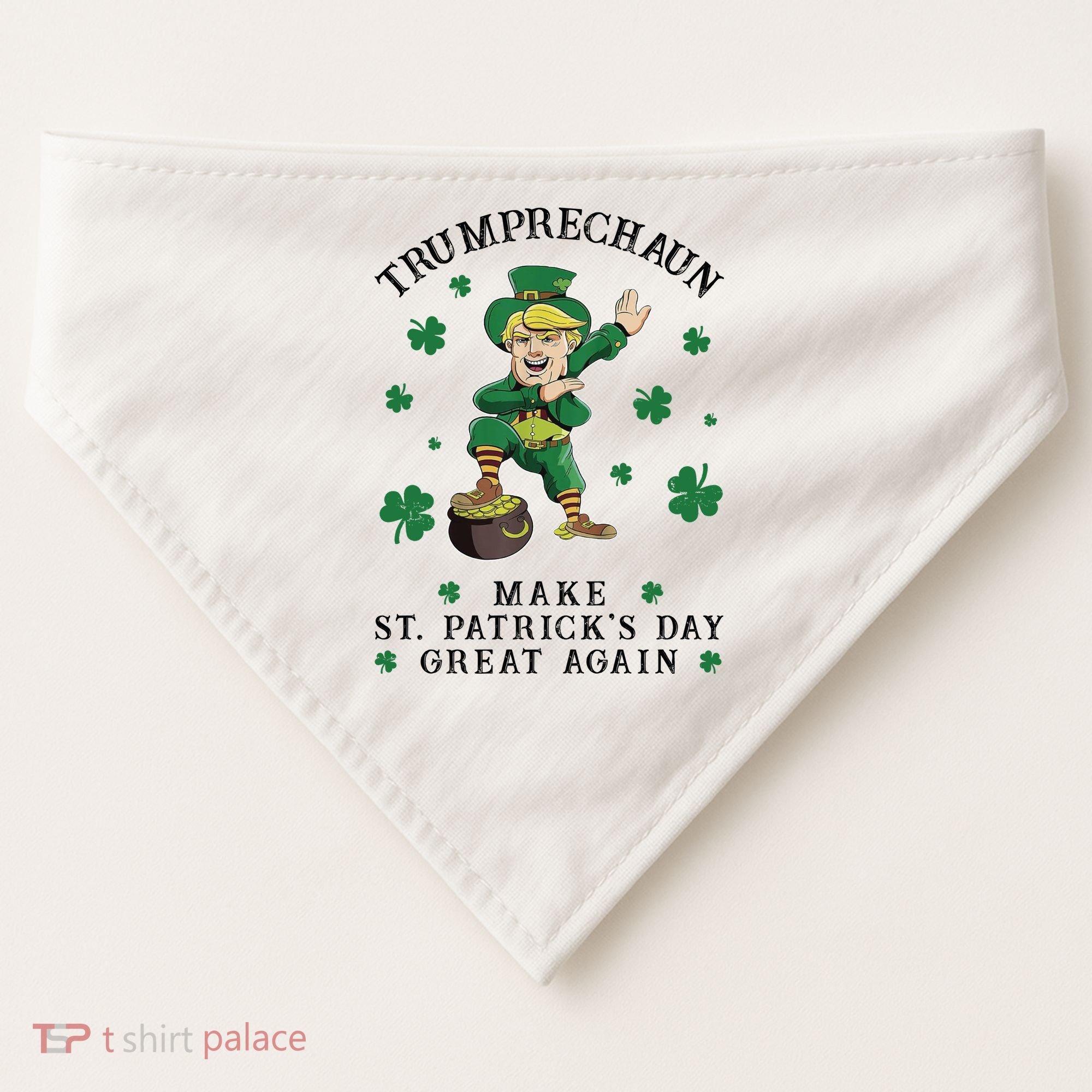 Make St Patricks Day Great Again Trump Leprechaun USA-Made Doggie Bandana