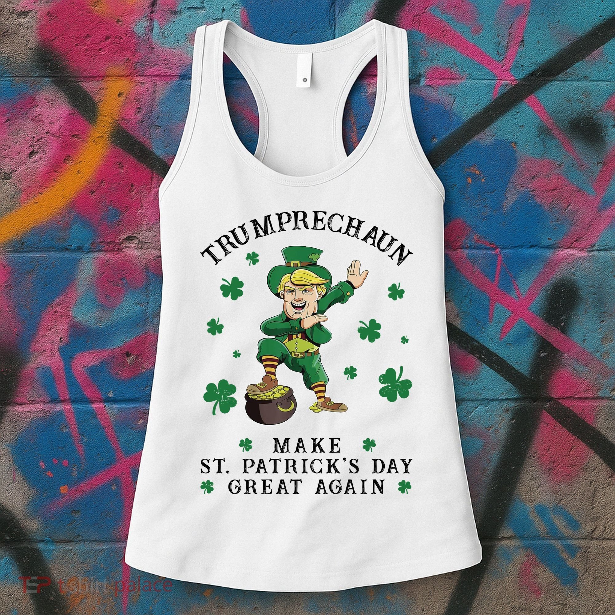 Make St Patricks Day Great Again Trump Leprechaun Women's Tank Top