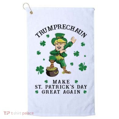 Make St Patricks Day Great Again Trump Leprechaun Golf Towel
