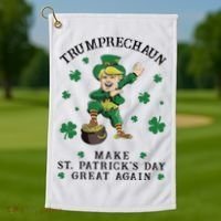 Make St Patricks Day Great Again Trump Leprechaun Golf Towel thumb 1