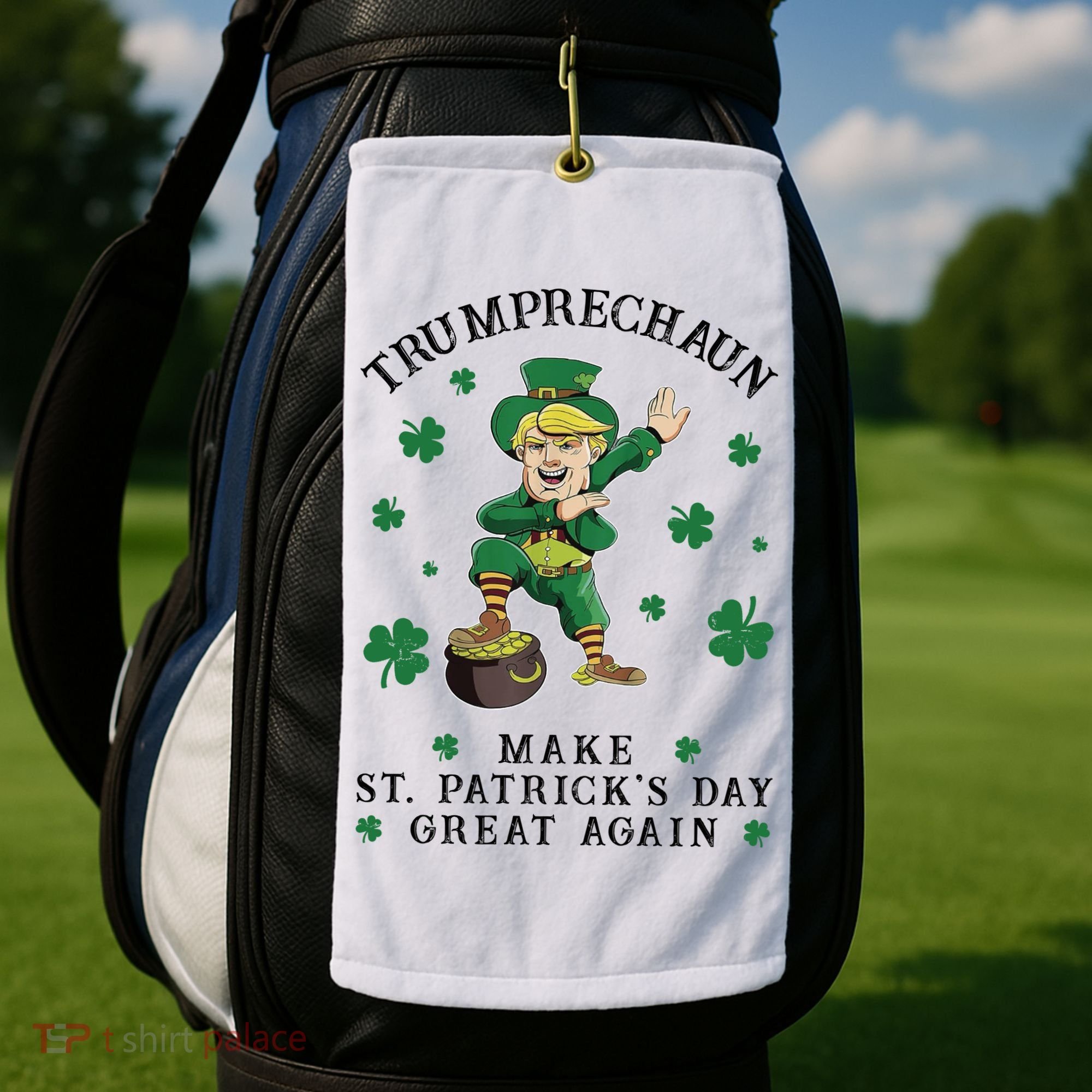 Make St Patricks Day Great Again Trump Leprechaun Golf Towel