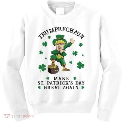 Make St Patricks Day Great Again Trump Leprechaun Kids Sweatshirt