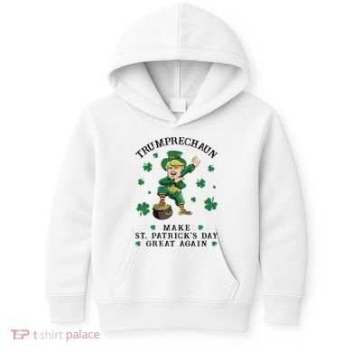 Make St Patricks Day Great Again Trump Leprechaun Kids Hoodie