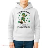 Make St Patricks Day Great Again Trump Leprechaun Kids Hoodie thumb 4