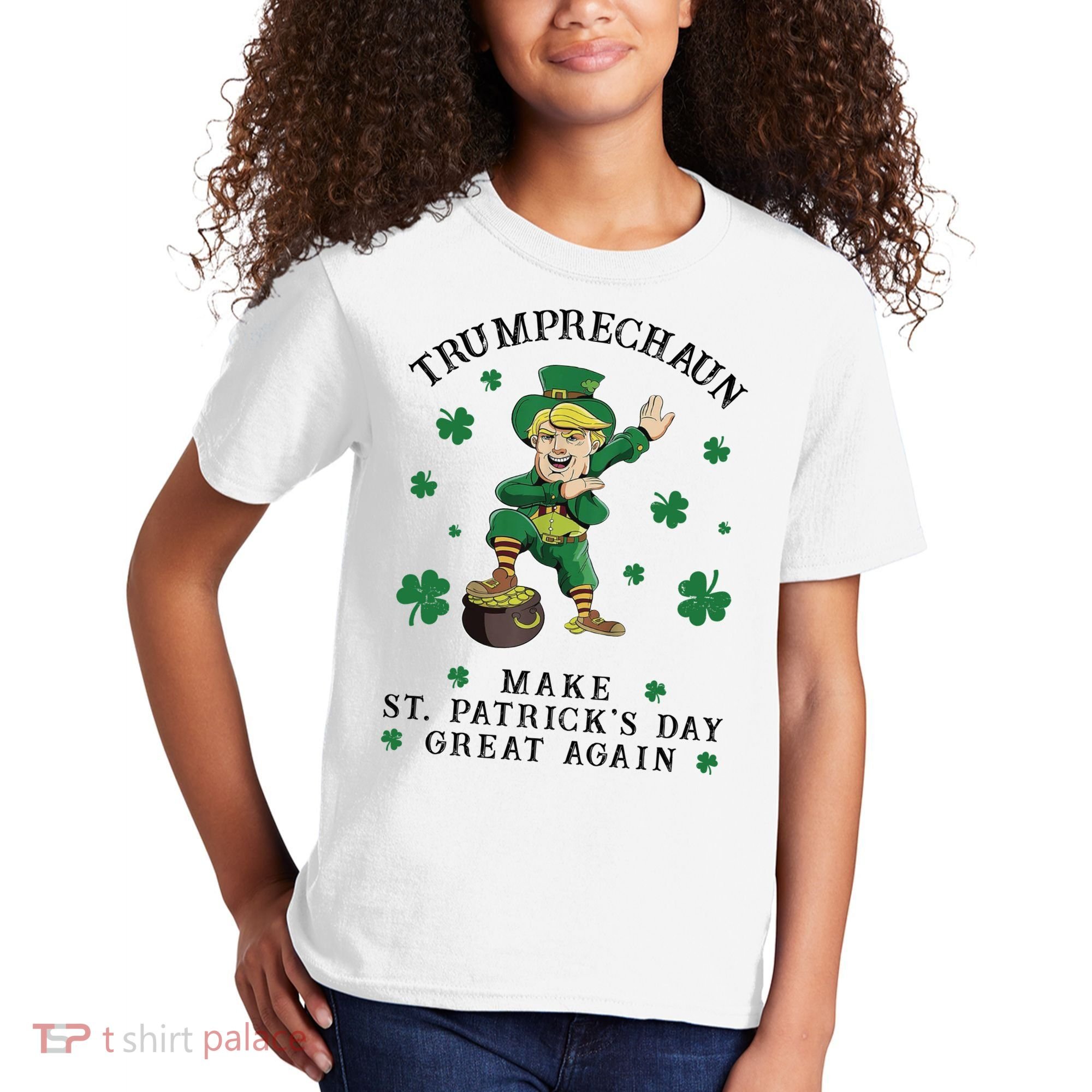 Make St Patricks Day Great Again Trump Leprechaun Kids T-Shirt