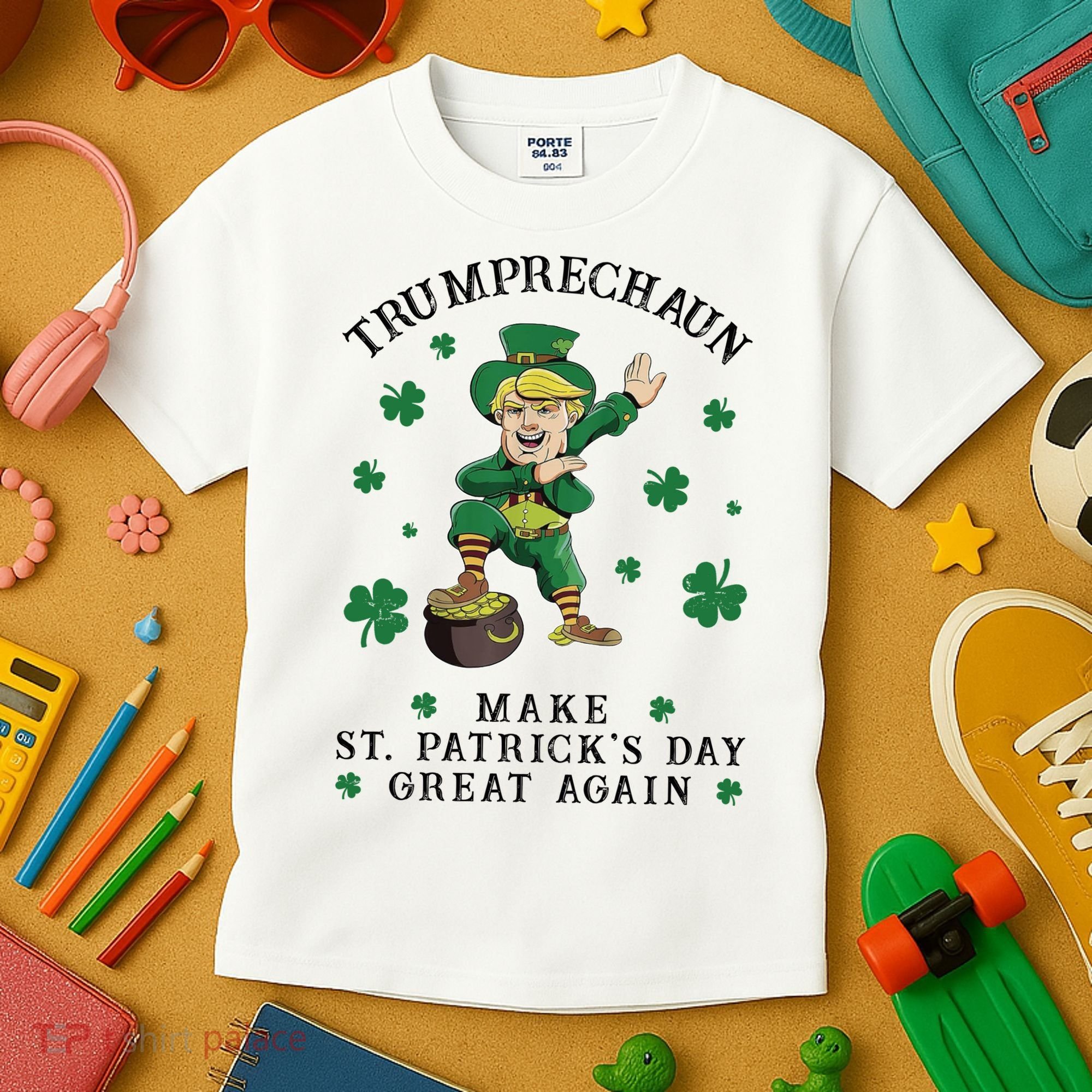 Make St Patricks Day Great Again Trump Leprechaun Kids T-Shirt