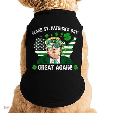 Make St Patrick's Day Great Again Trump Us Flag Irish Clover Gift Doggie Tank
