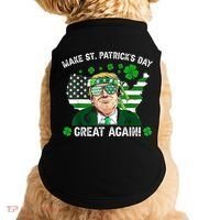 Make St Patrick's Day Great Again Trump Us Flag Irish Clover Gift Doggie Tank thumb 0