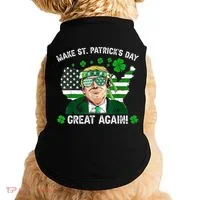 Make St Patrick's Day Great Again Trump Us Flag Irish Clover Gift Doggie Tank thumb 0