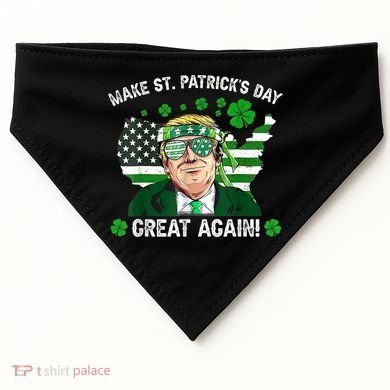 Make St Patrick's Day Great Again Trump Us Flag Irish Clover Gift USA-Made Doggie Bandana
