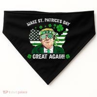 Make St Patrick's Day Great Again Trump Us Flag Irish Clover Gift USA-Made Doggie Bandana thumb 0