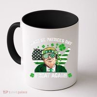 Make St Patrick's Day Great Again Trump Us Flag Irish Clover Gift Coffee Mug thumb 0