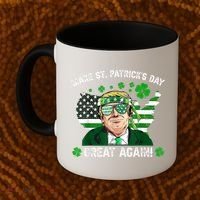 Make St Patrick's Day Great Again Trump Us Flag Irish Clover Gift Coffee Mug thumb 2