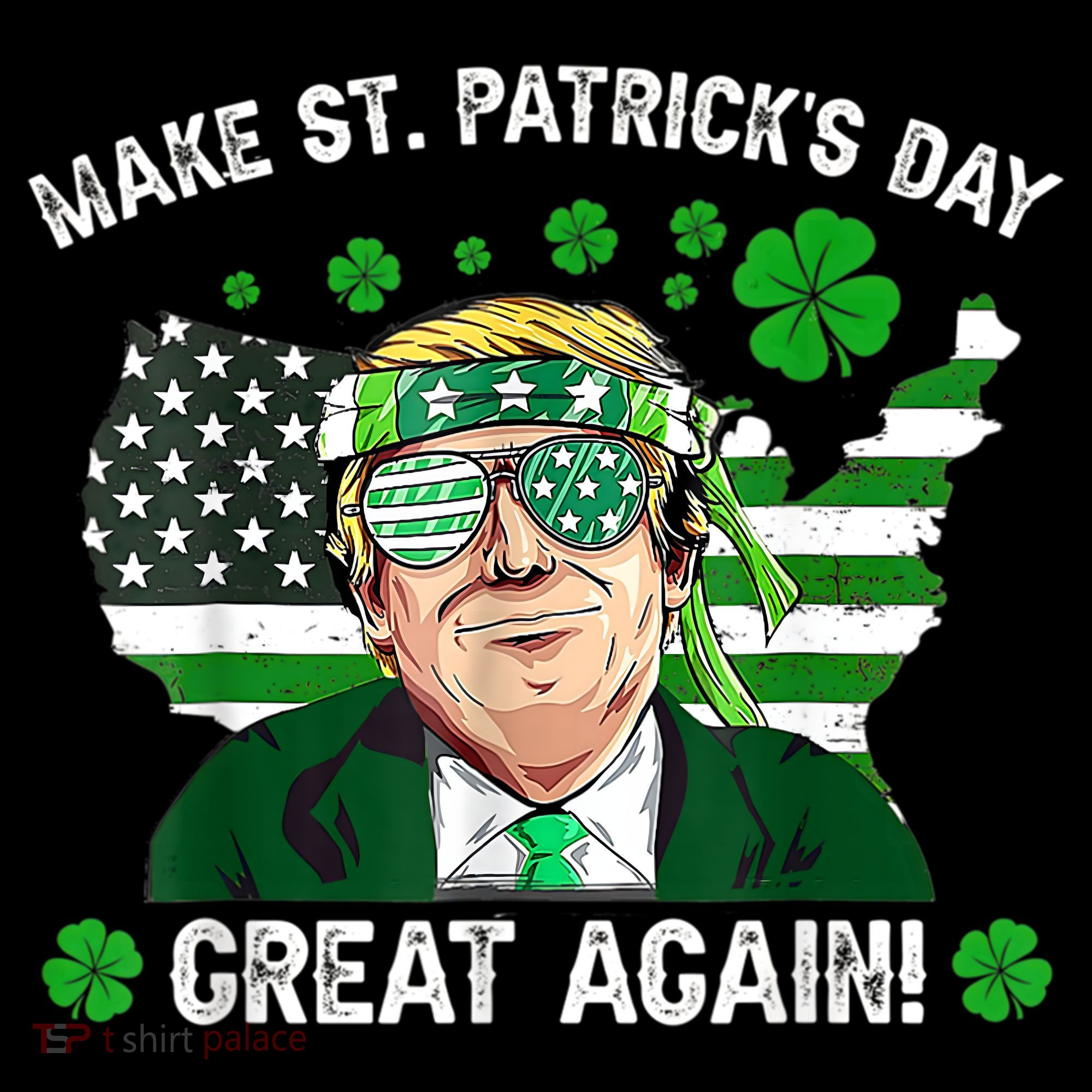 Make St Patrick's Day Great Again Trump Us Flag Irish Clover Gift Ornament