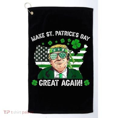 Make St Patrick's Day Great Again Trump Us Flag Irish Clover Gift Golf Towel