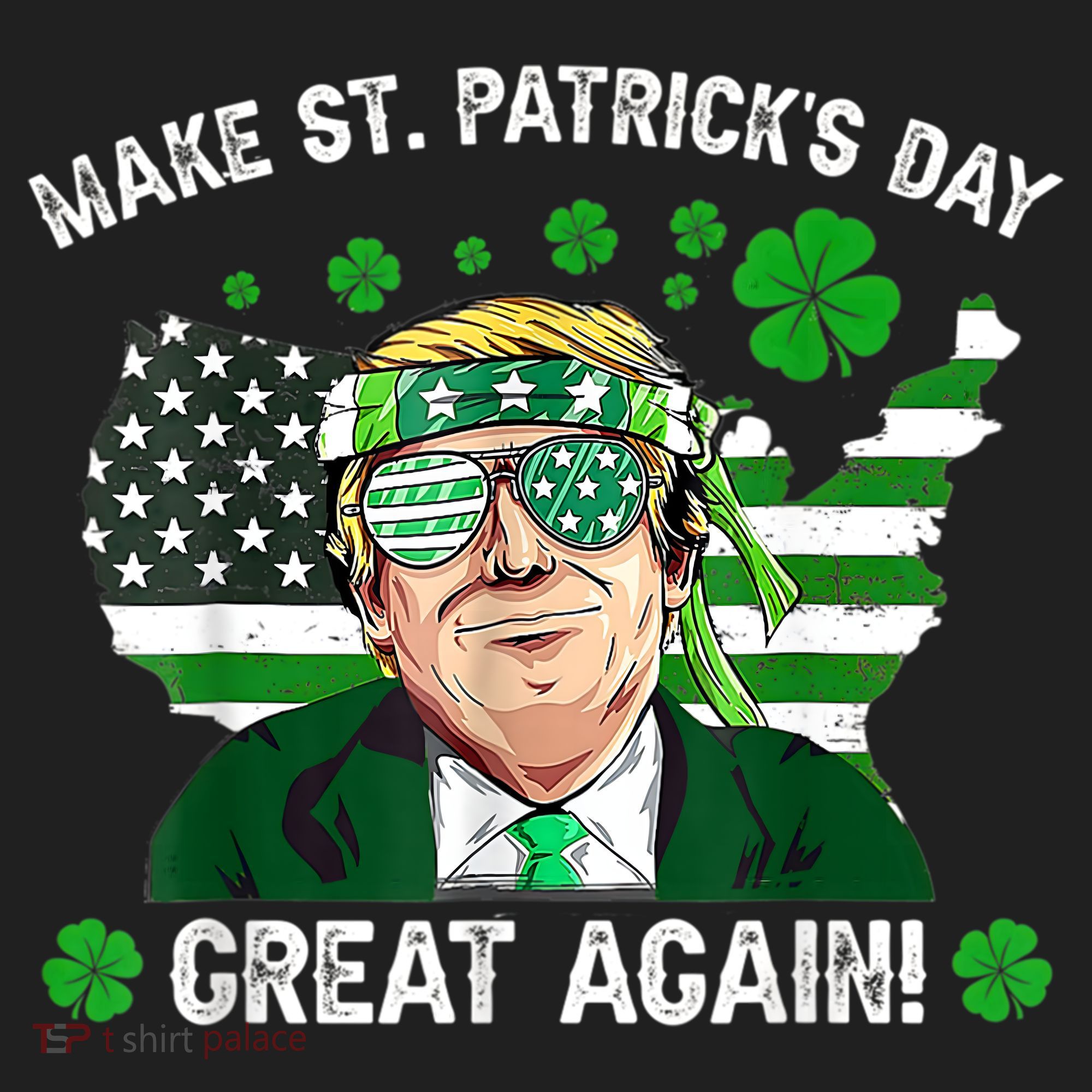 Make St Patrick's Day Great Again Trump Us Flag Irish Clover Gift Golf Towel