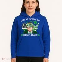 Make St Patrick's Day Great Again Trump Us Flag Irish Clover Gift Hoodie thumb 5