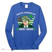 Make St Patrick's Day Great Again Trump Us Flag Irish Clover Gift Long Sleeve Shirt thumb 0