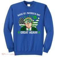 Make St Patrick's Day Great Again Trump Us Flag Irish Clover Gift Sweatshirt thumb 0