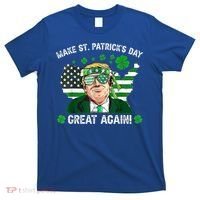 Make St Patrick's Day Great Again Trump Us Flag Irish Clover Gift T-Shirt thumb 0