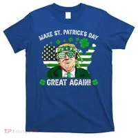 Make St Patrick's Day Great Again Trump Us Flag Irish Clover Gift T-Shirt thumb 0