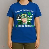 Make St Patrick's Day Great Again Trump Us Flag Irish Clover Gift T-Shirt thumb 4
