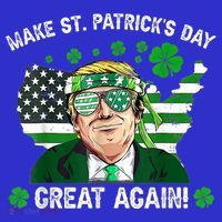 Make St Patrick's Day Great Again Trump Us Flag Irish Clover Gift Button thumb 1