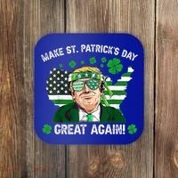 Make St Patrick's Day Great Again Trump Us Flag Irish Clover Gift Coaster thumb 0