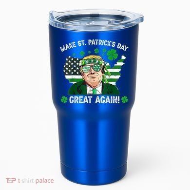 Make St Patrick's Day Great Again Trump Us Flag Irish Clover Gift Tumbler