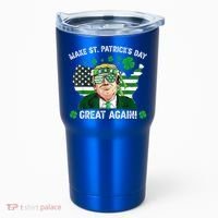 Make St Patrick's Day Great Again Trump Us Flag Irish Clover Gift Tumbler thumb 0