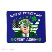 Make St Patrick's Day Great Again Trump Us Flag Irish Clover Gift Mousepad thumb 0