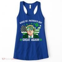 Make St Patrick's Day Great Again Trump Us Flag Irish Clover Gift Women's Tank Top thumb 0