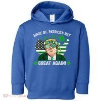 Make St Patrick's Day Great Again Trump Us Flag Irish Clover Gift Toddler Hoodie thumb 0